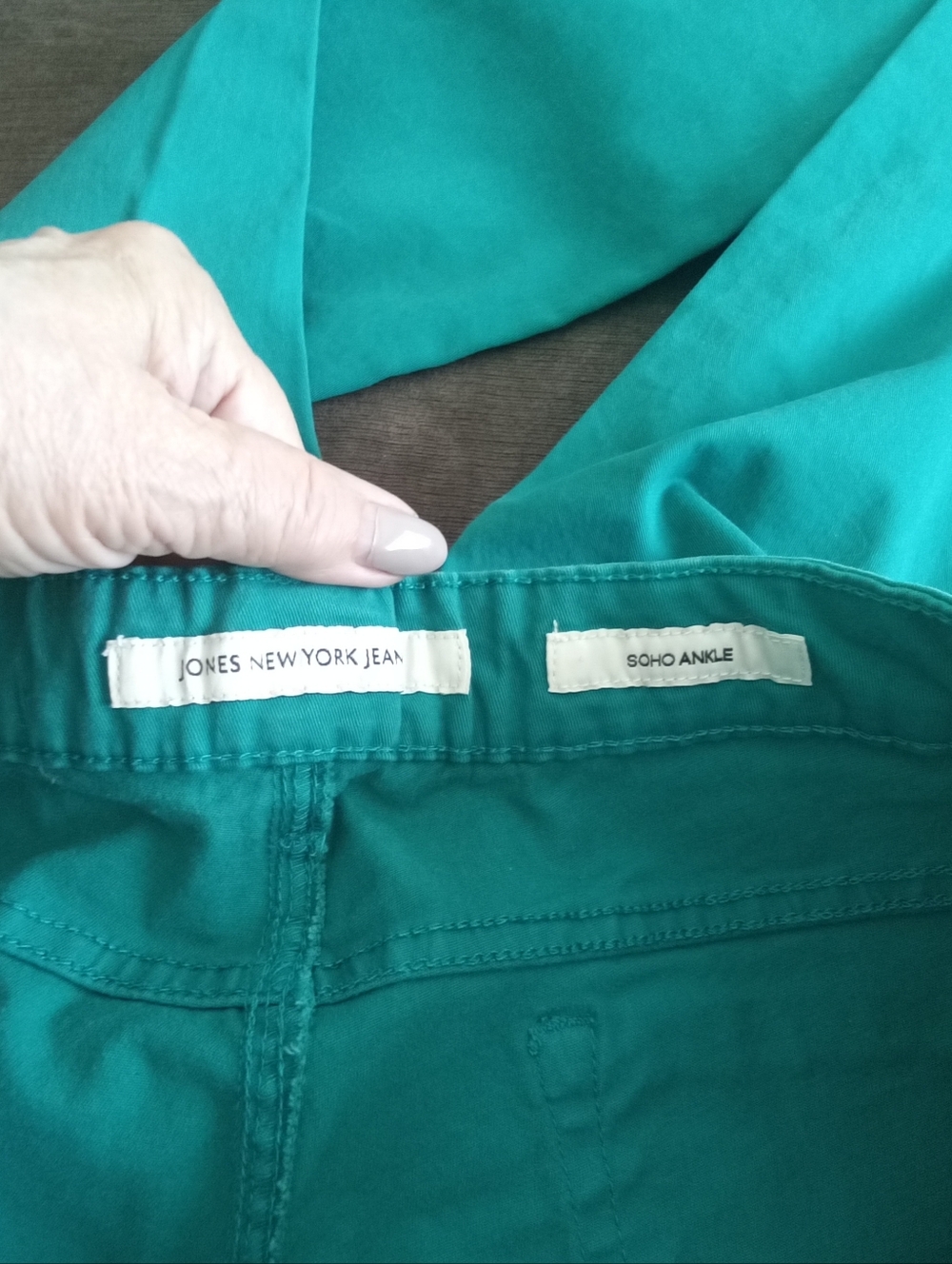 Jones New York Teal Green Stretch Cotton Jeans 16 - Picture 3 of 7